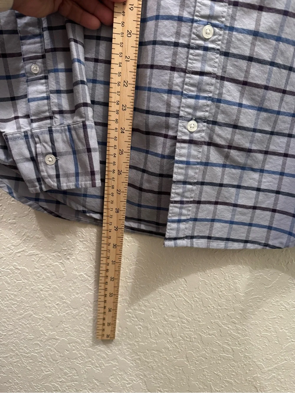 J Crew Classic Oxford Shirt -Mens Small Slim -Blue Gray Plaid Flex Button Down